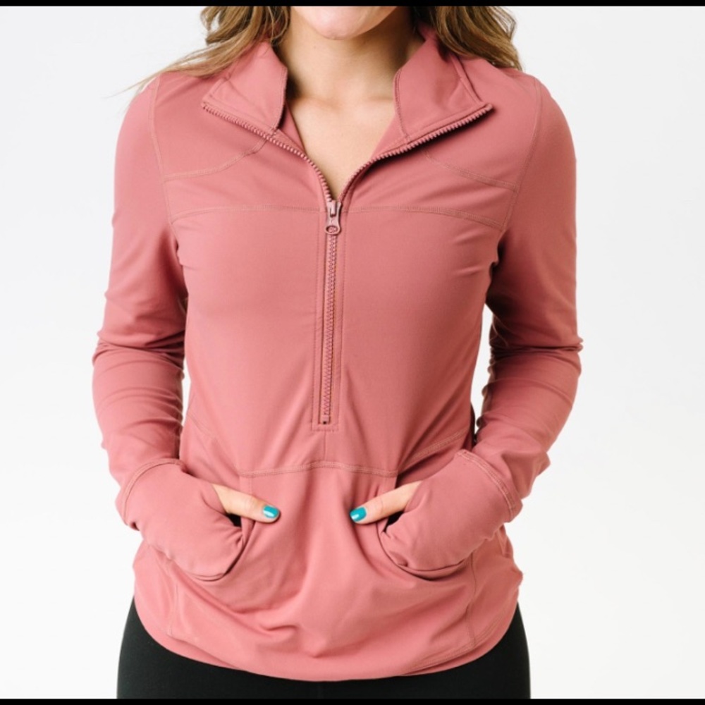 Salmon Pocket Half Zip Pullover ZYIA
